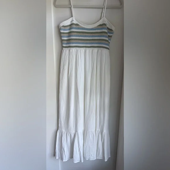 NWOT Seaside Striped Crochet Midi Dress - Picture 5 of 7